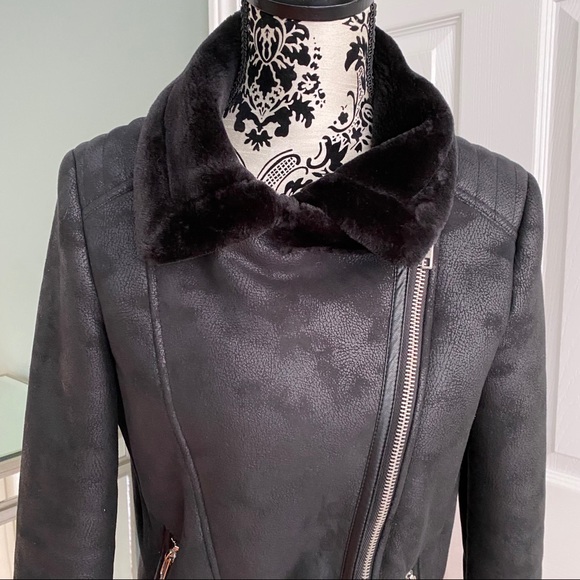 Faux fur coat, Sherpa moto style - Picture 3 of 4